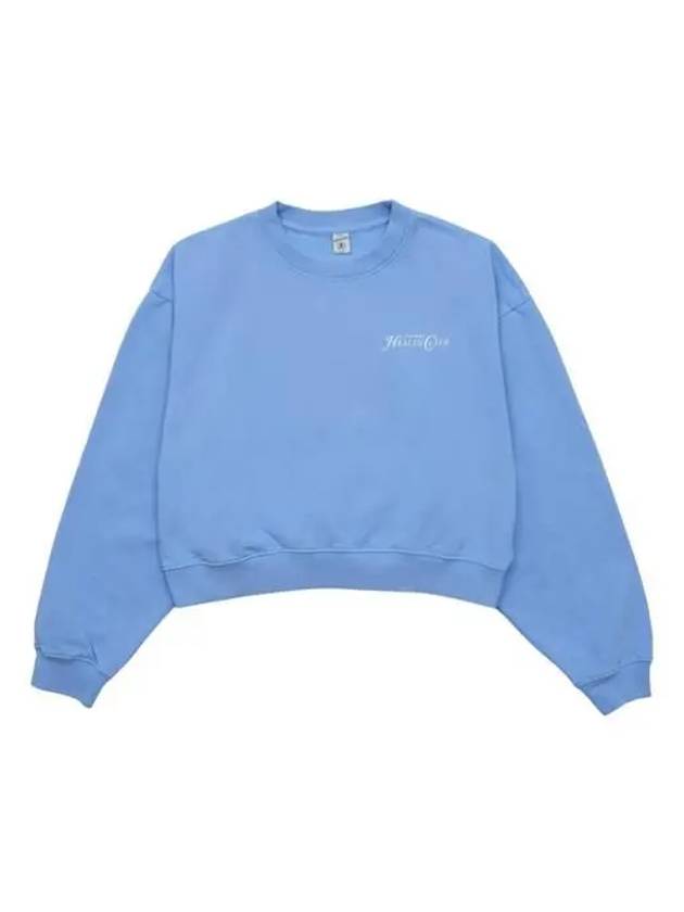 Women's Crop Logo Cotton Sweatshirt Blue - SPORTY & RICH - BALAAN 2