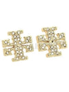 Crystal Logo Stud Earrings Gold - TORY BURCH - BALAAN 2