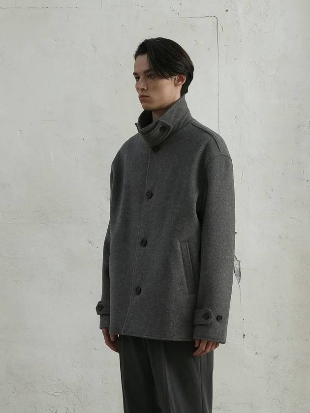 Men's Wool Single Half Coat Melange Gray - FILLCHIC - BALAAN 3