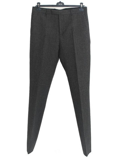 Virgin Wool Silk Flared Straight Pants Grey - DIOR - BALAAN 2