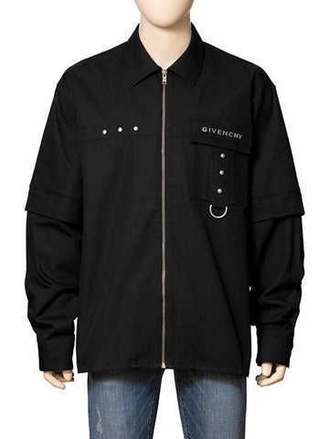 24SS Men's Southern Shirt Top Long Sleeve Logo Zipup Jacket Black BM60YP154Z - GIVENCHY - BALAAN 1