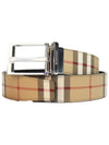 Square Buckle Check Reversible Coated Fabric Leather Belt Beige - BURBERRY - BALAAN 2