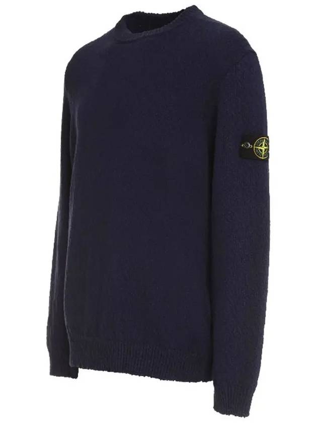 Logo Badge Knotted Crew Neck Cotton Knit Top Navy - STONE ISLAND - BALAAN 4