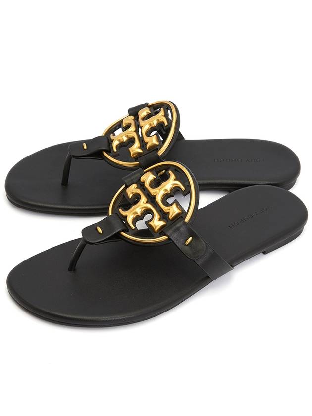 Women's Metal Miller Soft Flip Flops Black - TORY BURCH - BALAAN 2