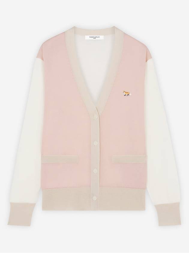 Baby Fox Patch Color Block Cardigan Pink - MAISON KITSUNE - BALAAN 2