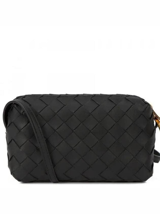 Intrecciato Lamb Leather Mini Cross Bag Black - BOTTEGA VENETA - BALAAN 2