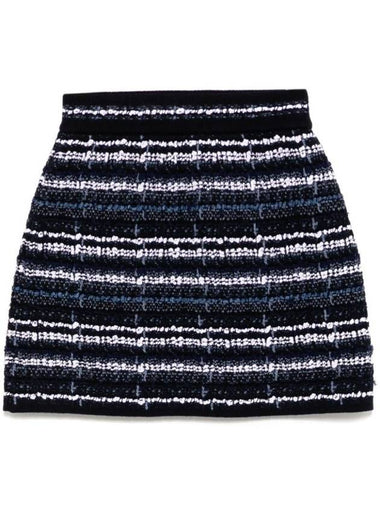 Tweed Mini A-Line Skirt Navy - THOM BROWNE - BALAAN 1