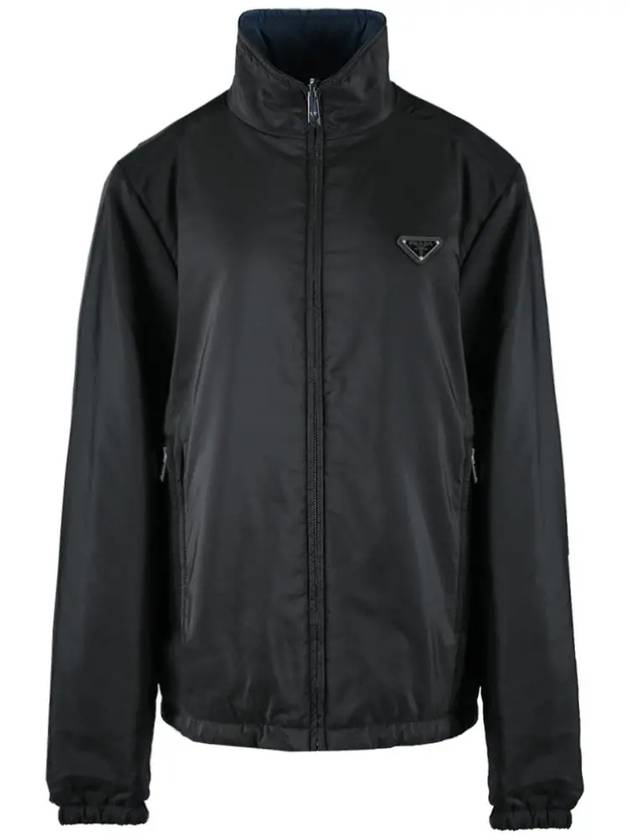 Triangle Logo Reversible Zip Up Jacket Black - PRADA - BALAAN 3