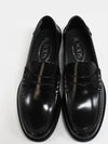 Stamped Monogram Semi-Shiny Leather Loafers Black - TOD'S - BALAAN 4