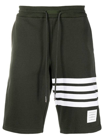 Men's Diagonal Armband Sweat Half Shorts Dark Green - THOM BROWNE - BALAAN 2