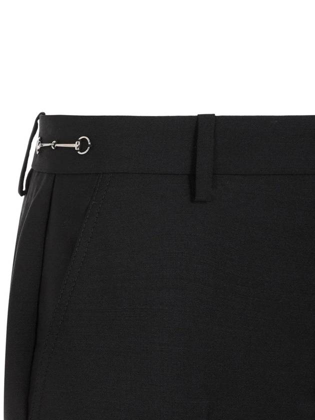 Horsebit detail straight pants black - GUCCI - BALAAN 2