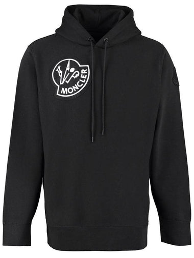 Genius 1952 Logo Patch Hoodie Black - MONCLER - BALAAN 1