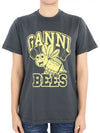 Bee Logo Print Cotton Short Sleeve T-Shirt Grey - GANNI - BALAAN 3