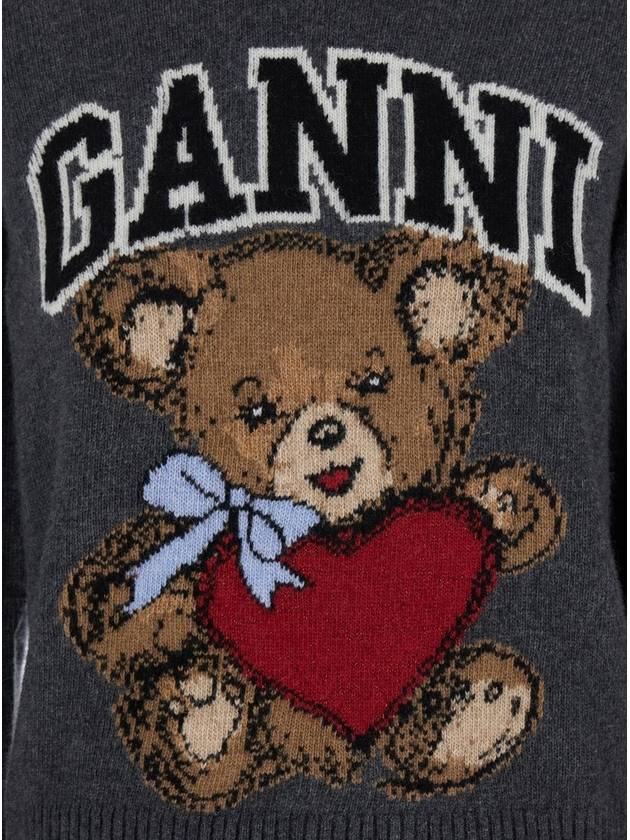 Graphic Bear Knit Top Grey - GANNI - BALAAN 4