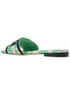 Rose Print Embroidered Logo Canvas Slide Slippers Green - FENDI - BALAAN 4