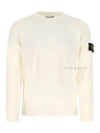 Logo Patch Round Neck Knit Top Ivory - STONE ISLAND - BALAAN 2