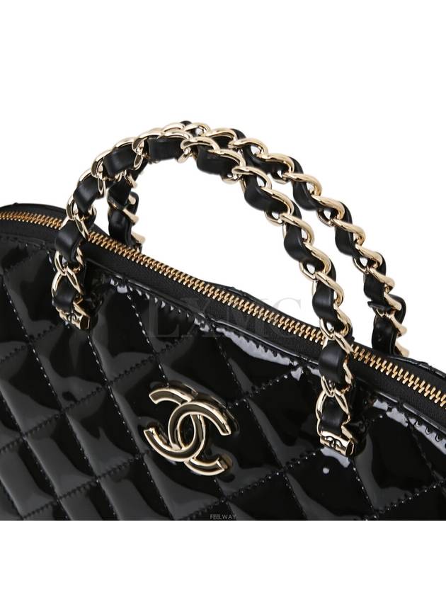 Small Shopping Bag Patent Gold Metal Black Chain Cross AS3969 - CHANEL - BALAAN 7