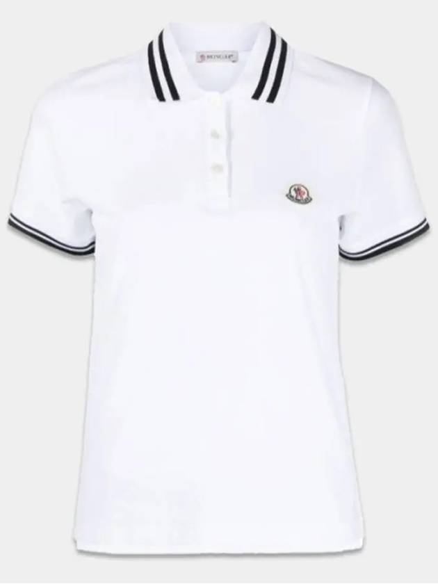 Women s Logo Patch Polo Short Sleeve T Shirt White 8A00009 84720 001 - MONCLER - BALAAN 1