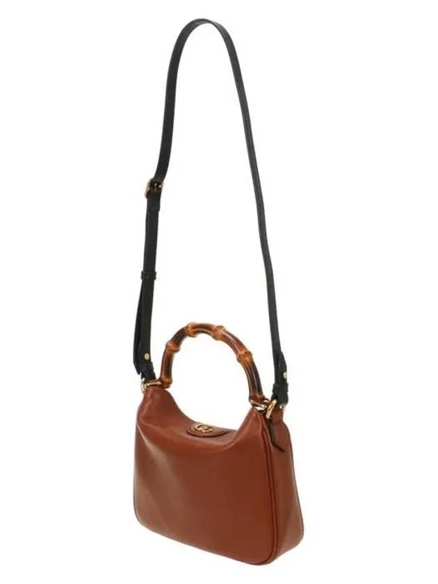 Diana Small Leather Tote Shoulder Bag Brown - GUCCI - BALAAN 3