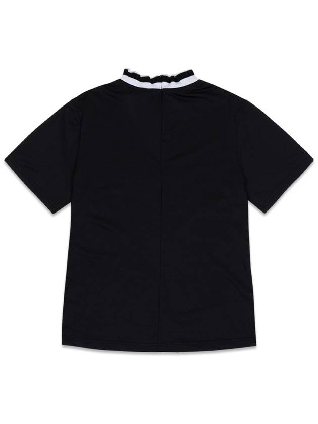 Frill Slim Half Neck Short Sleeve T-Shirt Black MCSS24ST4BK - MACKY - BALAAN 3