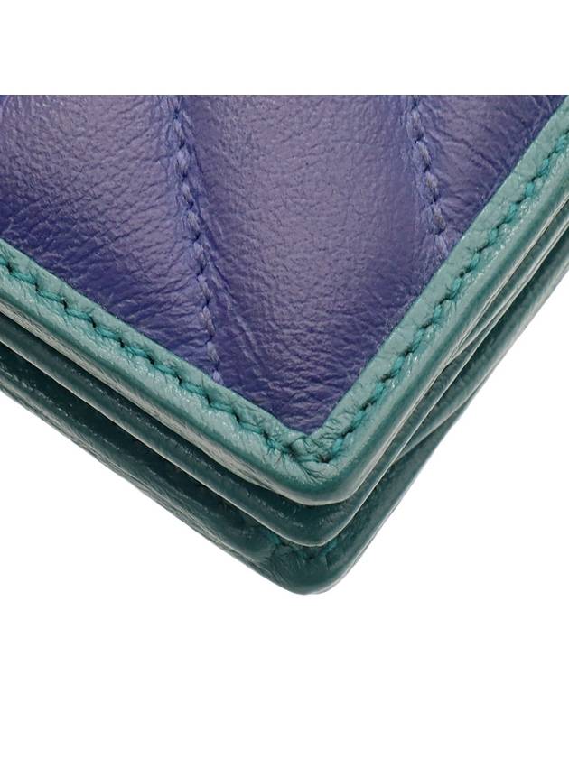 Blue Green Two tone Leather GG Marmont Card Case Half Wallet - GUCCI - BALAAN 5