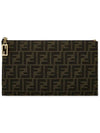 Flat Baguette Medium FF Jacquard Fabric Pouch Bag Brown - FENDI - BALAAN 4