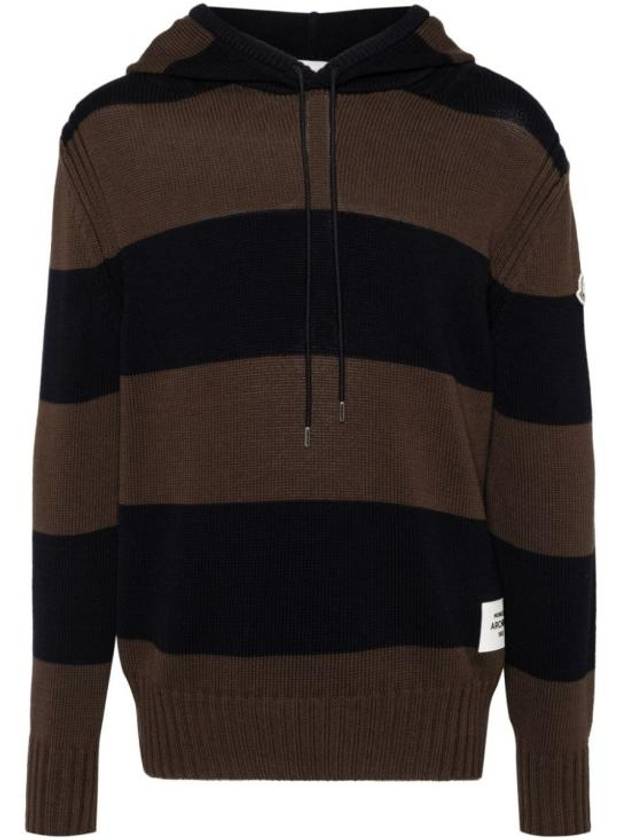 Striped Cotton Cord Hoodie Blue Brown - MONCLER - BALAAN 1