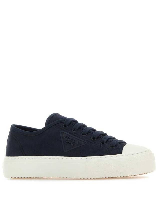 Triangle Logo Fabric Low Top Sneakers Navy - PRADA - BALAAN 3