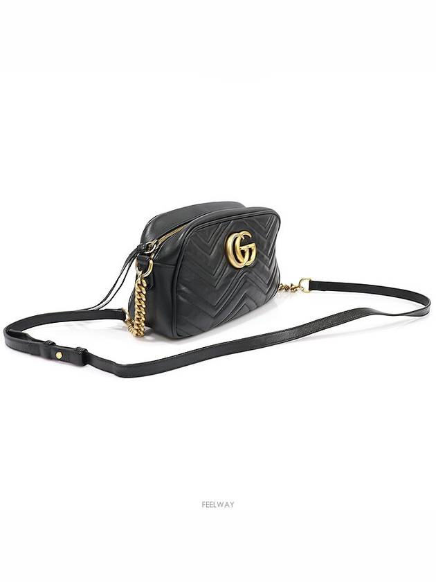 447632 Black Matelasse Chevron Gold Plated GG Marmont Small Chain Shoulder Bag - GUCCI - BALAAN 3