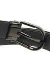 Horseshoe silver buckle double sided leather belt black blue - MONTBLANC - BALAAN 8