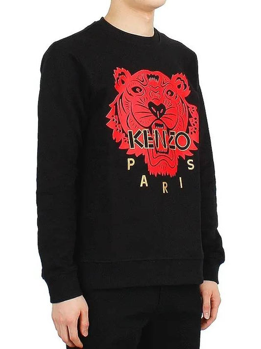 20 S S Men's Red Tiger Printing Sweatshirt Black 5SW126 4Z5 99 - KENZO - BALAAN 1