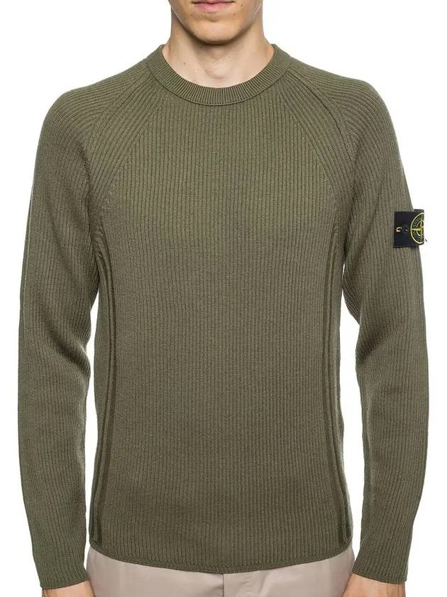 Wappen Patch Pullover Wool Knit Top Olive Green - STONE ISLAND - BALAAN 5