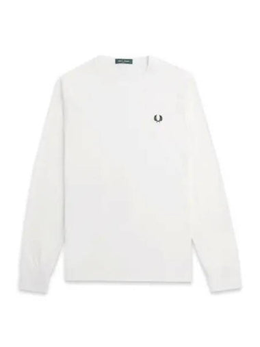 Fred Perry Crew Neck Long Sleeve T Shirt Snow White - FRED PERRY - BALAAN 1