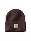 Logo Patch Watch Acrylic Knit Beanie Brown - CARHARTT - BALAAN 2