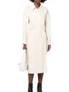 Twisted Cotton Shirt Midi Dress Ivory - LEMAIRE - BALAAN 3