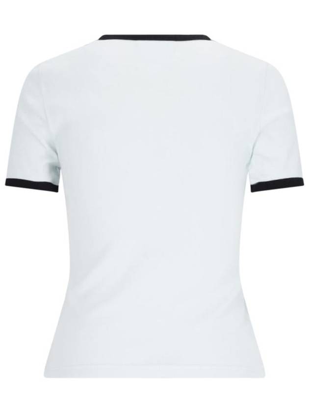 Contrast Trimming Logo Patch Short Sleeve T-Shirt White - COURREGES - BALAAN 3