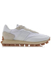 Paneled Lace-up Suede Leather Low Top Sneakers White - TOD'S - BALAAN 3