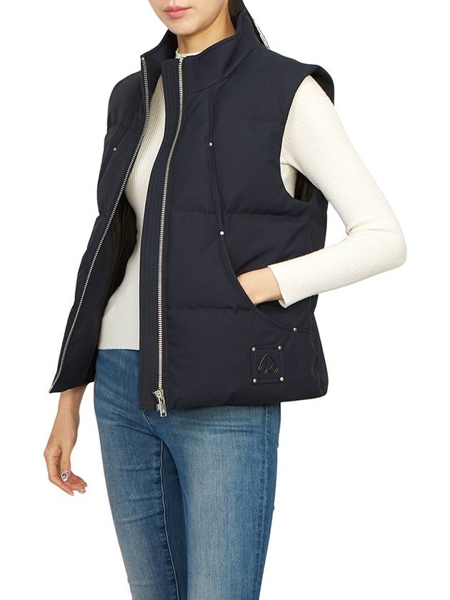 Women's Logo Patch Zipper Padded Vest Navy - MOOSE KNUCKLES - BALAAN 6