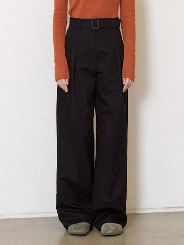 Cotton Belted Wide Pants Black - JUN BY JUN K - BALAAN 1