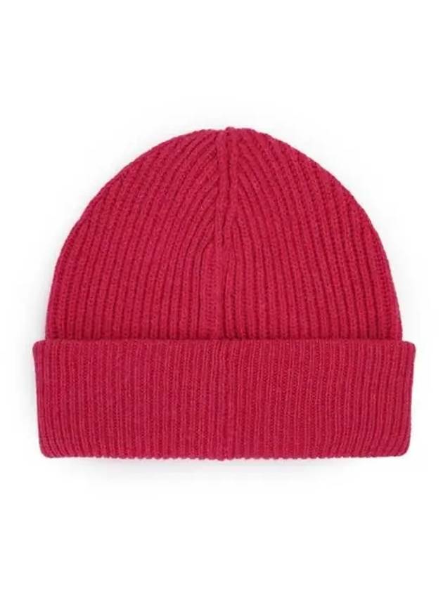 Logo Tag Knit Beanie Pink - GANNI - BALAAN 3