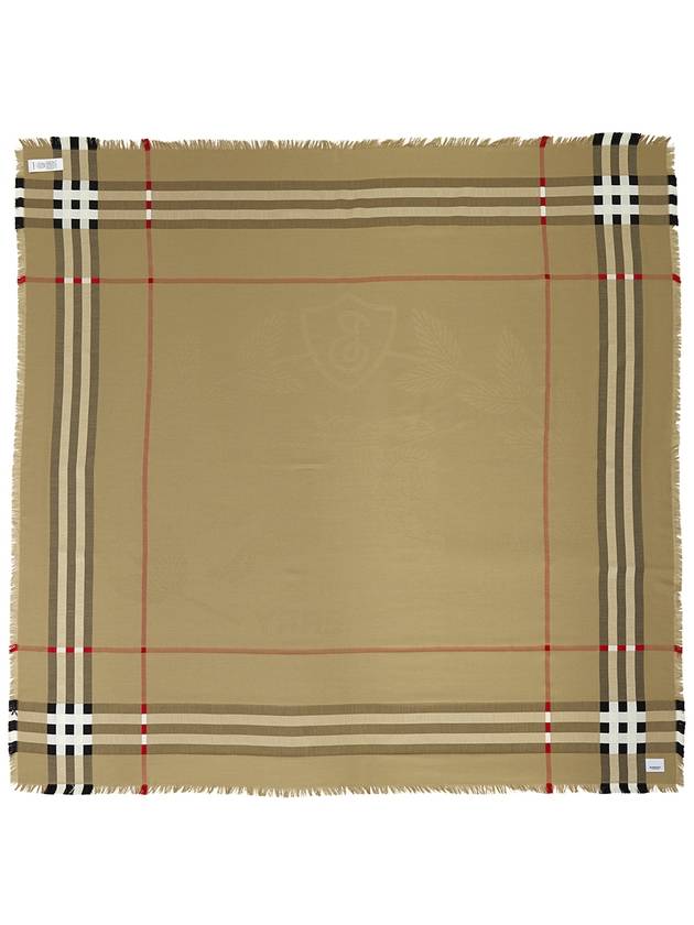 Montage Print Large Square Silk Wool Scarf Beige - BURBERRY - BALAAN 7