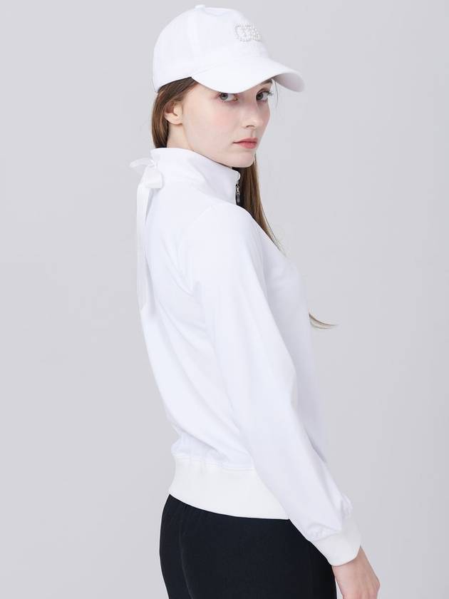 Half Zip-up Ice Cool Functional Material Collar Ribbon Decoration White T-shirt DO3242TS60 - DOYOUKNOWMC GOLF WEAR - BALAAN 4