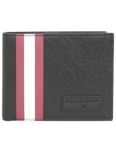 Men's Striped Logo Patch Half Wallet Black - BALLY - BALAAN 2