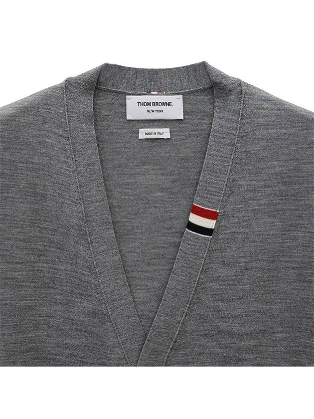 Men's Jersey Stitch V-Neck Cardigan Light Grey - THOM BROWNE - BALAAN 3