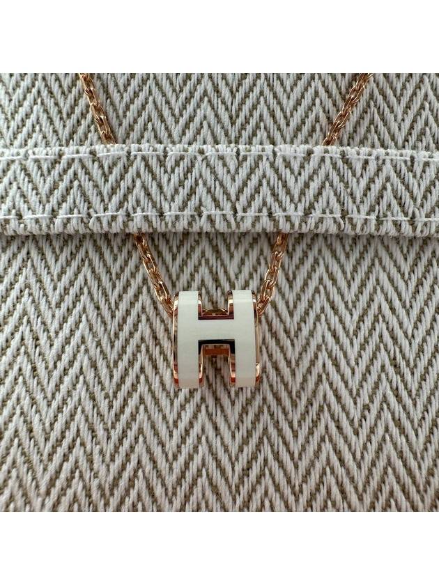 Mini Pop H Pendant Rose Gold & Blanc - HERMES - BALAAN 5