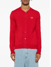 Round neck red heart emblem wool cardigan AX N007 - COMME DES GARCONS PLAY - BALAAN 3