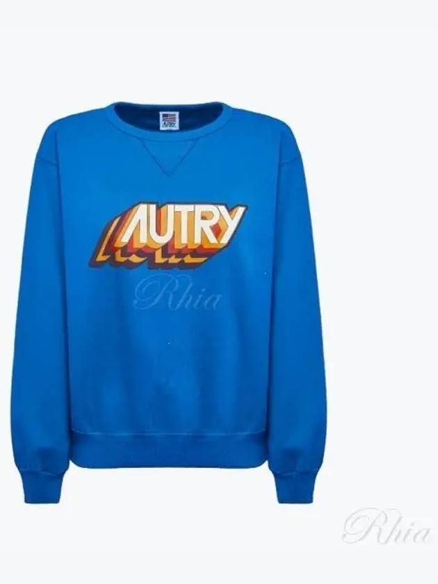 Aerobics Logo Print Cotton Sweatshirt Blue - AUTRY - BALAAN 2