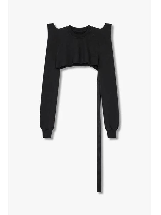 WOMEN DRKSHDW Shoulder Point Crop Sweatshirt Black - RICK OWENS - BALAAN 1