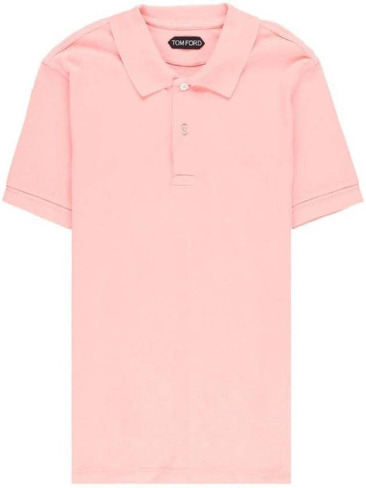 Men's Classic Tennis Short Sleeve Polo Shirt Pink - TOM FORD - BALAAN 1
