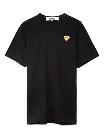 Gold Heart Waffen Patch T Shirt Black AX T216 051 1 - COMME DES GARCONS - BALAAN 1